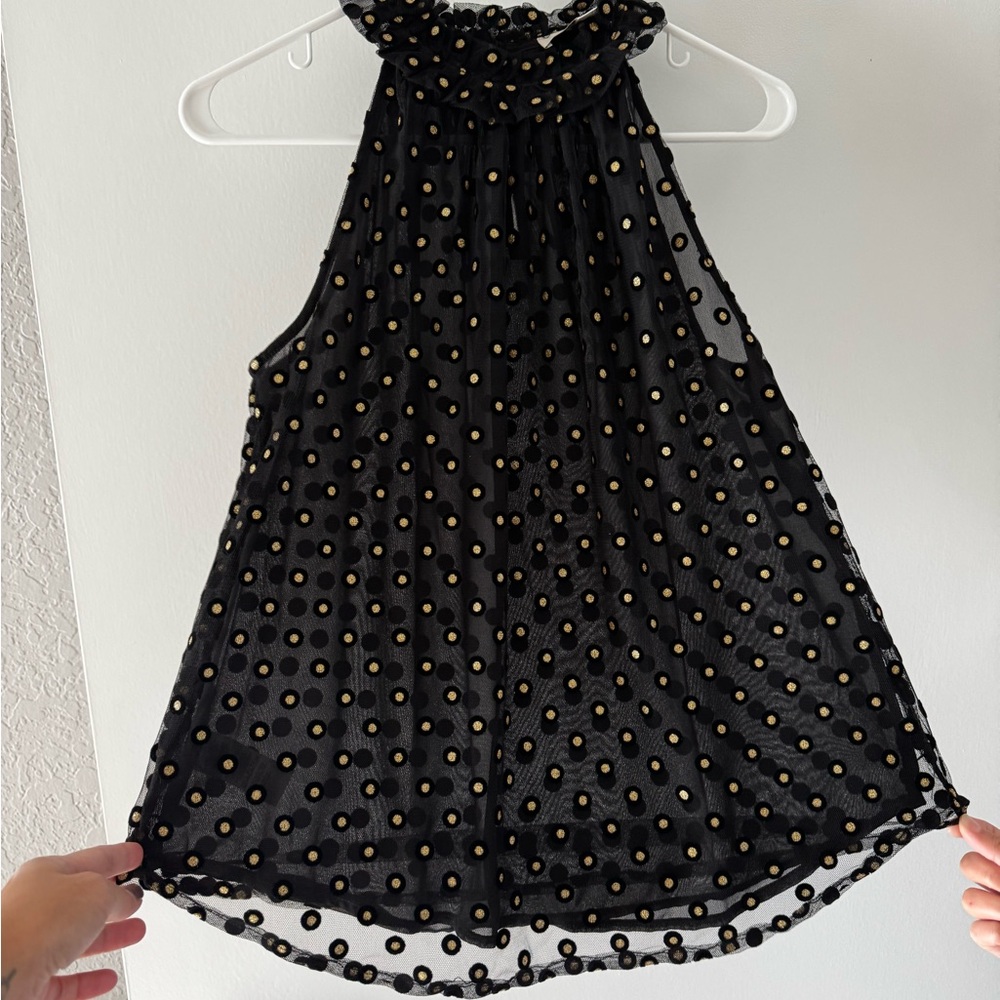 Elegant Black and Gold Polka Dot Women's Top